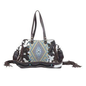 Leather & Hair On Fringed Shoulder Bag-Southwest Aztec Crossbody Bag-Myra Bag